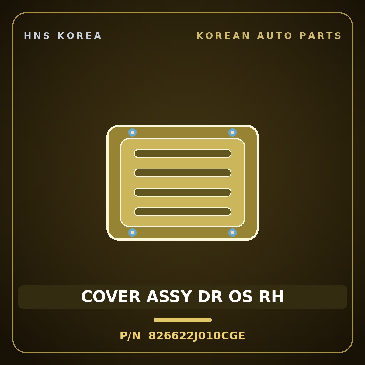 Genuine Mobis COVER ASSY DR OS RH 826622J010CGE for Mohave 2020 HNS Parts Korea