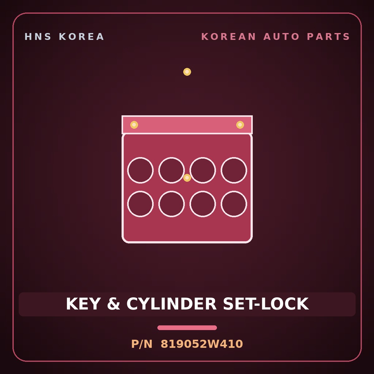 Genuine Mobis KEY & CYLINDER SET-LOCK 819052W410 for Santa Fe 2015 HNS Parts Korea
