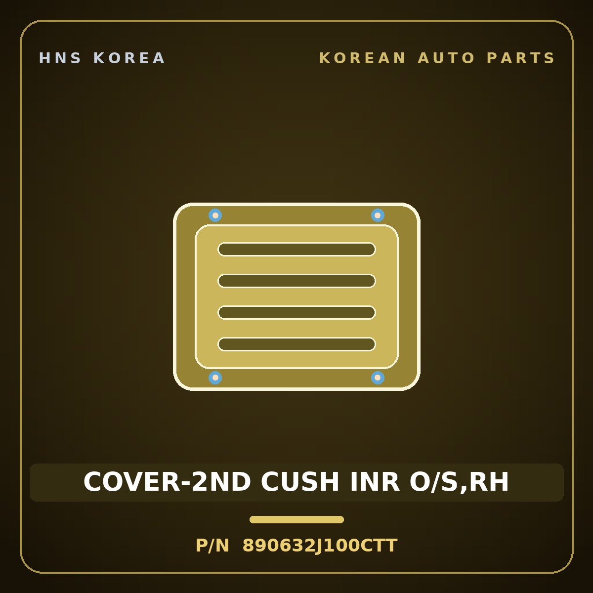 Genuine Mobis COVER-2ND CUSH INR O/S,RH 890632J100CTT for Mohave 2020 HNS Parts Korea