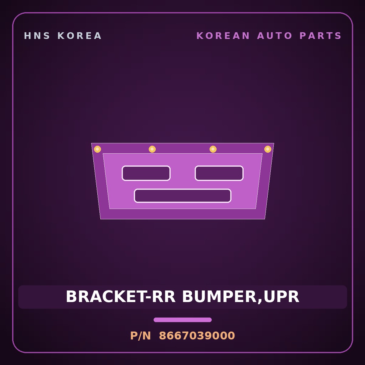 Genuine Mobis BRACKET-RR BUMPER,UPR 8667039000 for Grandeur 1999 HNS Parts Korea