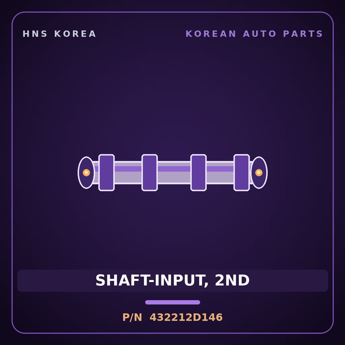 Genuine Mobis SHAFT-INPUT, 2ND 432212D146 for Sportage 2021 HNS Parts Korea