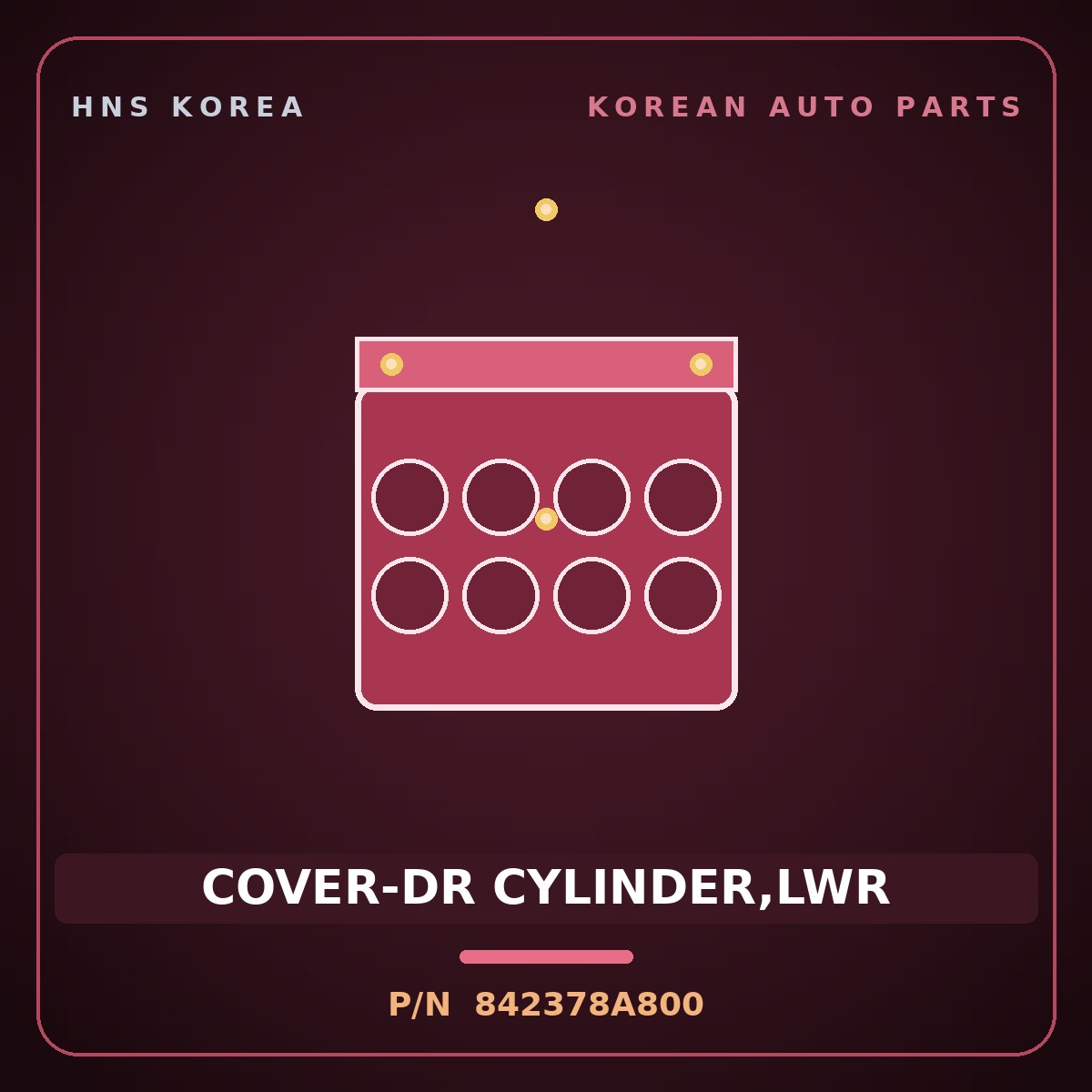 Genuine Mobis COVER-DR CYLINDER,LWR 842378A800 for Aero Queen 1998 HNS Parts Korea