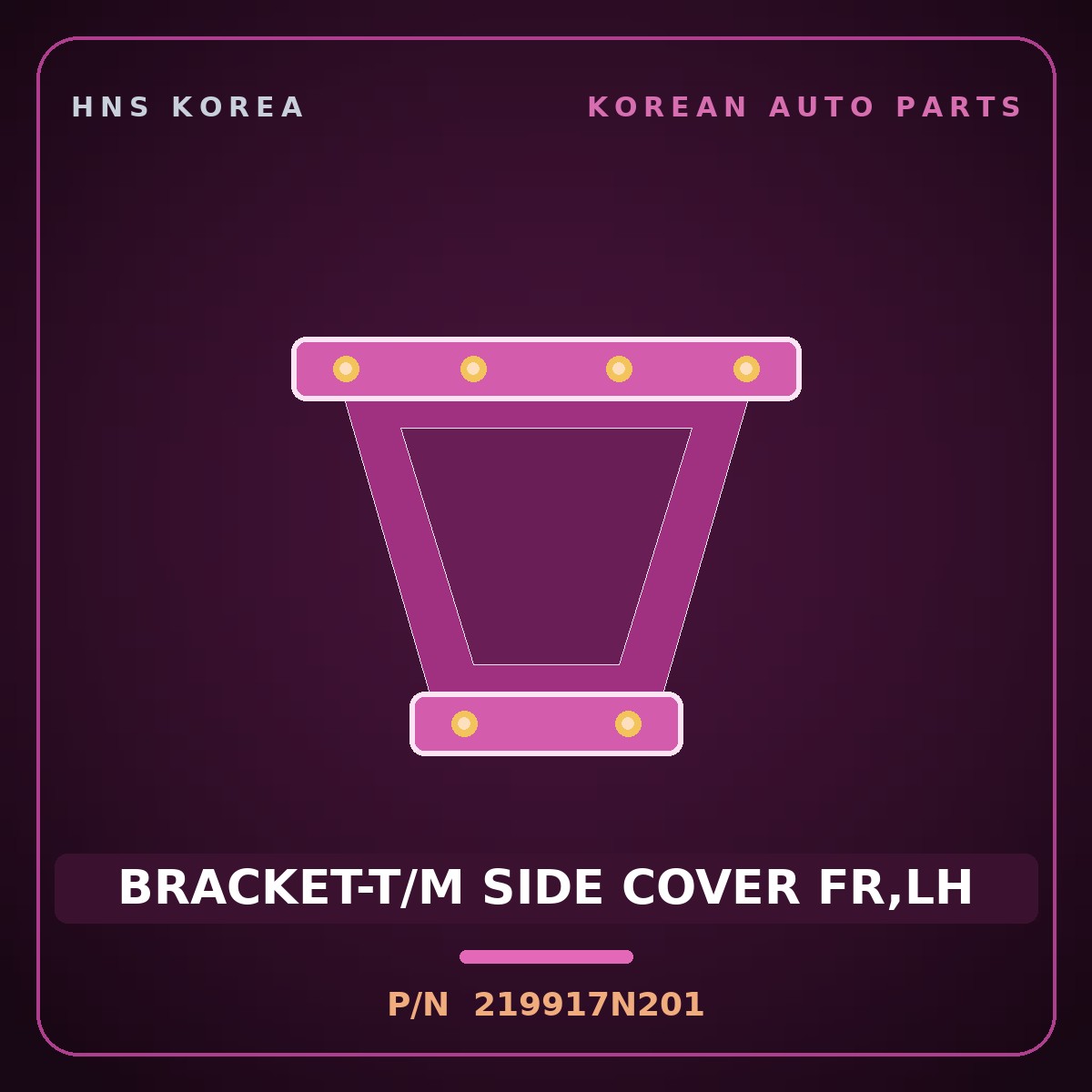 Genuine Mobis BRACKET-T/M SIDE COVER FR,LH 219917N201 for Trago 2013 HNS Parts Korea