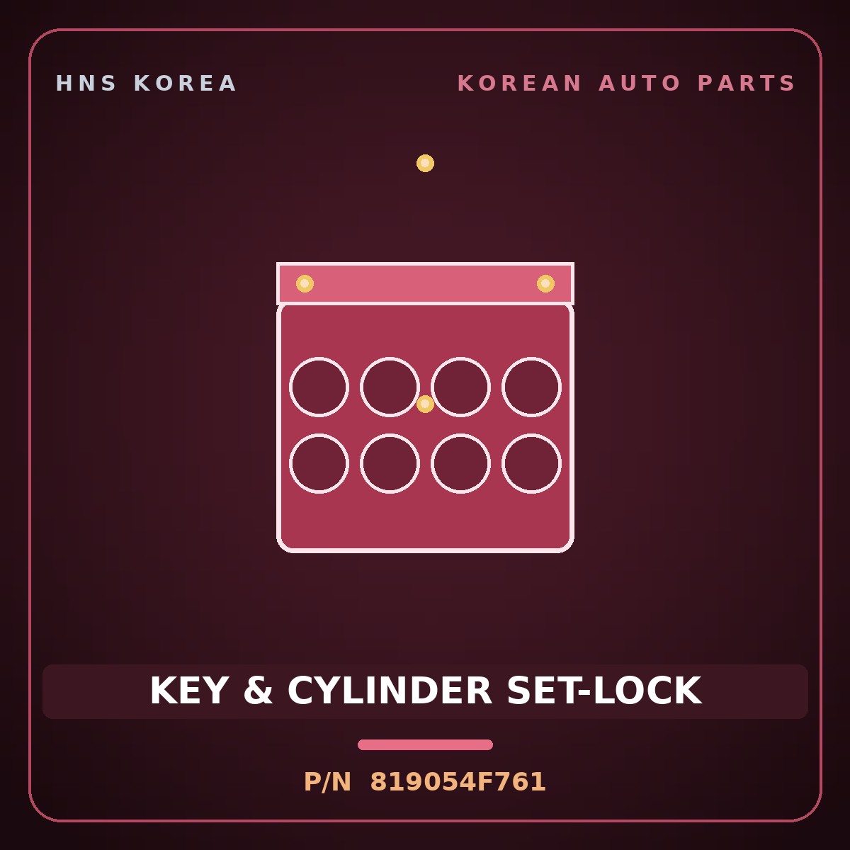 Genuine Mobis KEY & CYLINDER SET-LOCK 819054F761 for Porter 2017 HNS Parts Korea