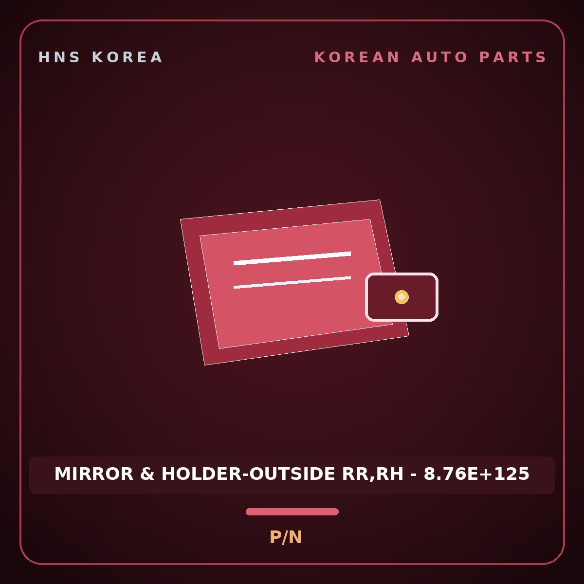 Genuine Mobis MIRROR & HOLDER-OUTSIDE RR,RH - 8.76E+125  for Sorento 2006 HNS Parts Korea
