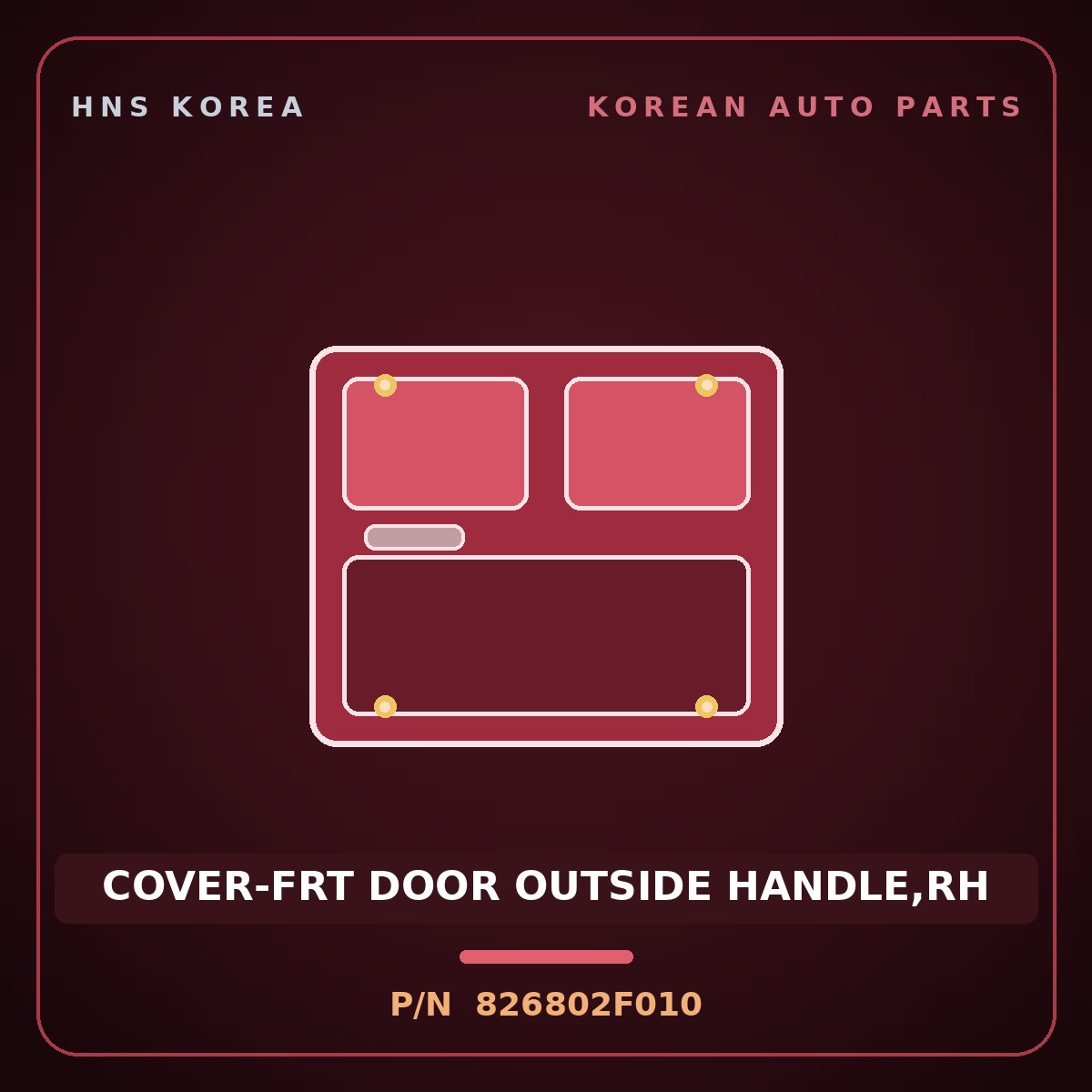 Genuine Mobis COVER-FRT DOOR OUTSIDE HANDLE,RH 826802F010 for Cerato 2003 HNS Parts Korea