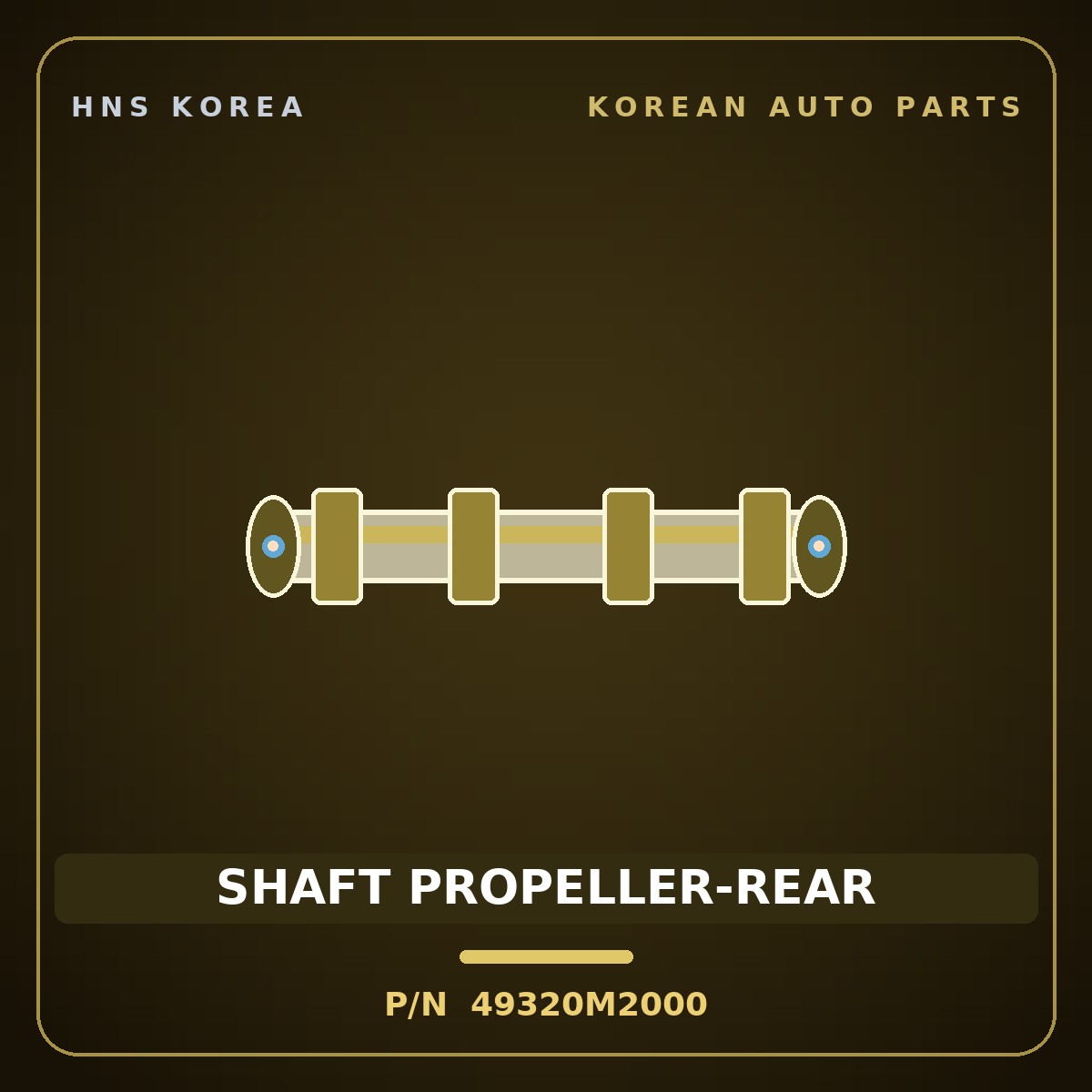 Genuine Mobis SHAFT PROPELLER-REAR 49320M2000 for Santamo 1995 HNS Parts Korea