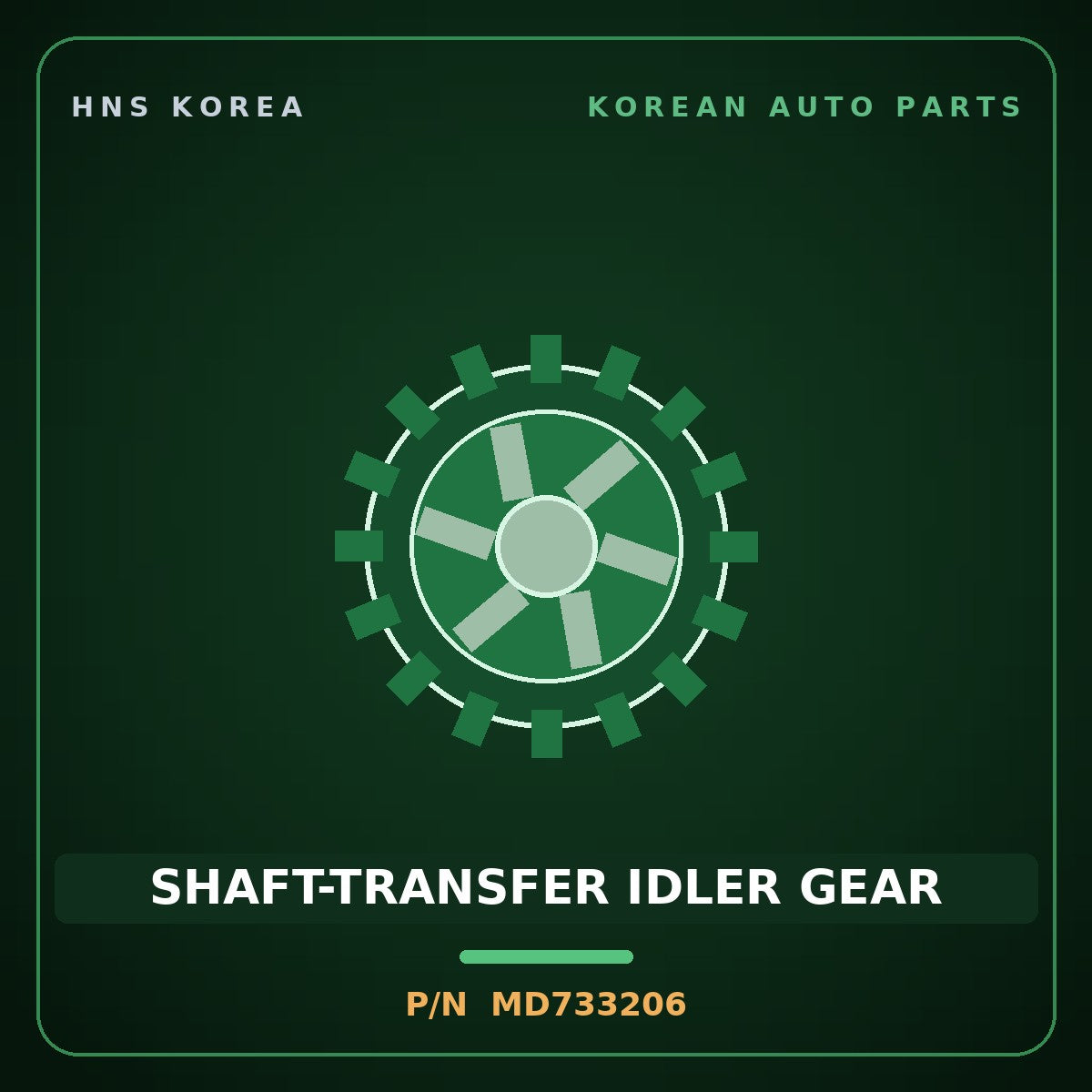 Genuine Mobis SHAFT-TRANSFER IDLER GEAR MD733206 for Santamo 1995 HNS Parts Korea