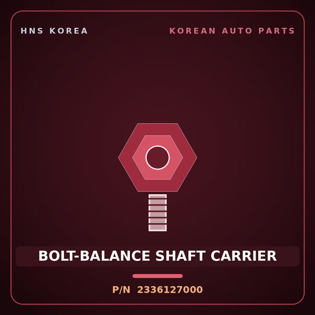 Genuine Mobis BOLT-BALANCE SHAFT CARRIER 2336127000 for Carens 2000 HNS Parts Korea