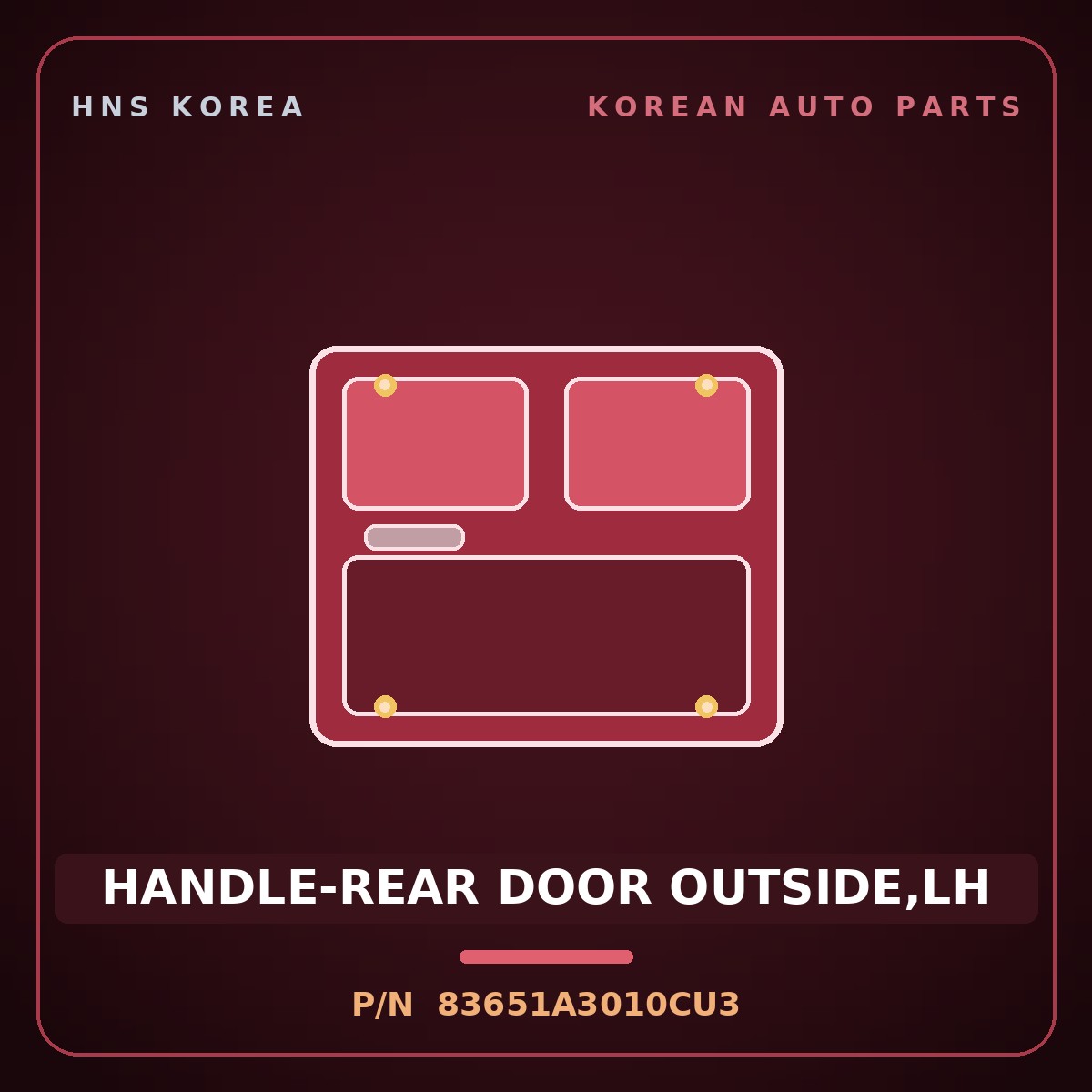 Genuine Mobis HANDLE-REAR DOOR OUTSIDE,LH 83651A3010CU3 for Ray 2011 HNS Parts Korea