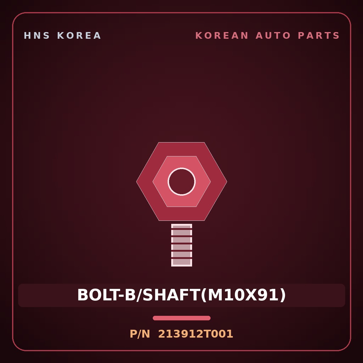 Genuine Mobis BOLT-B/SHAFT(M10X91) 213912T001 for G70 2020 HNS Parts Korea