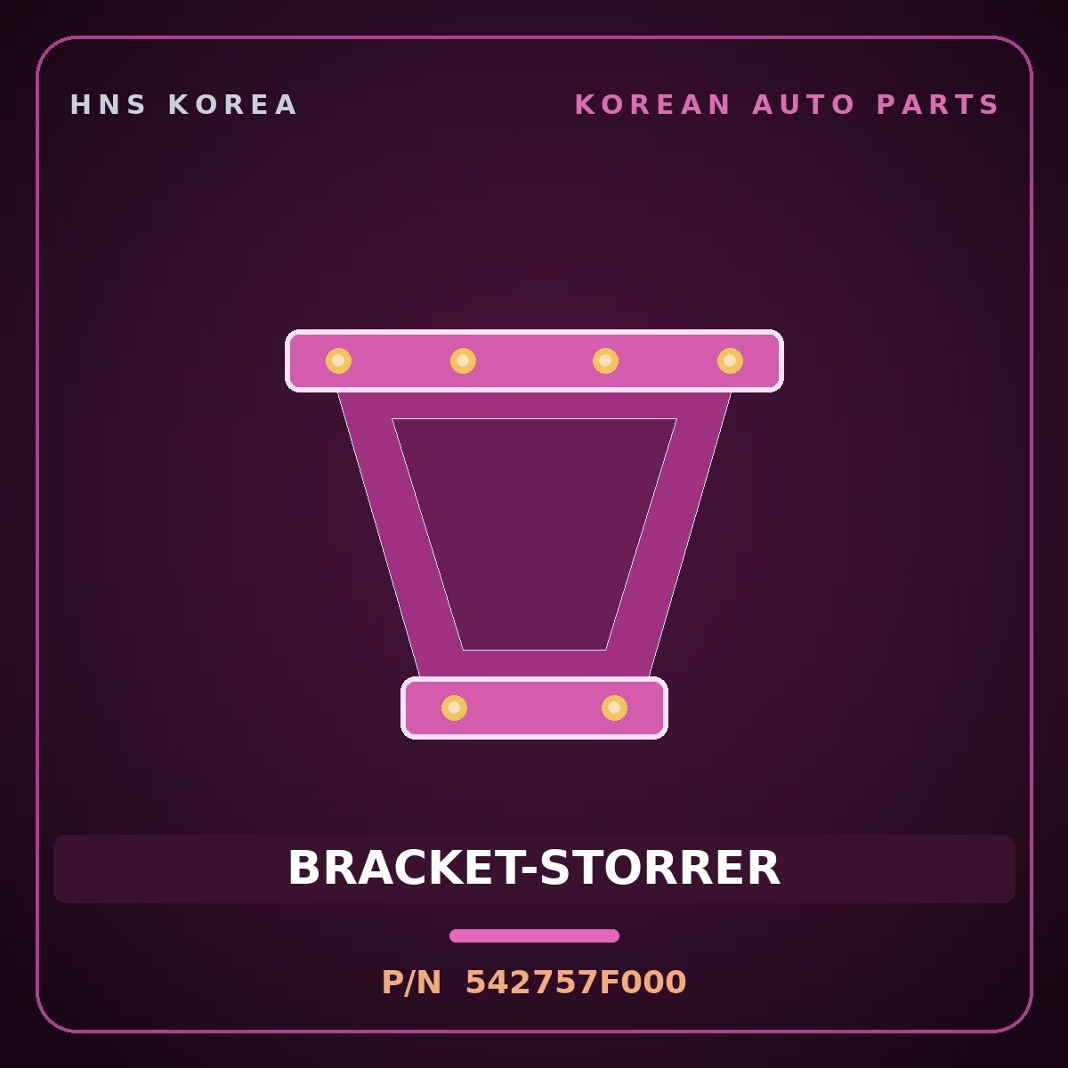 Genuine Mobis BRACKET-STORRER 542757F000 for 23-Ton Truck 1998 HNS Parts Korea