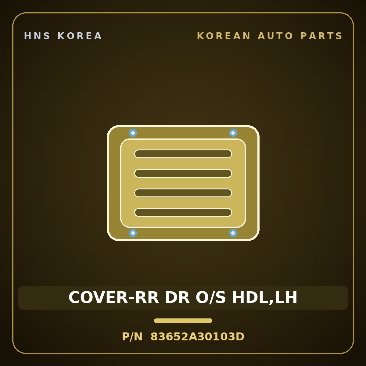 Genuine Mobis COVER-RR DR O/S HDL,LH 83652A30103D for Ray 2011 HNS Parts Korea