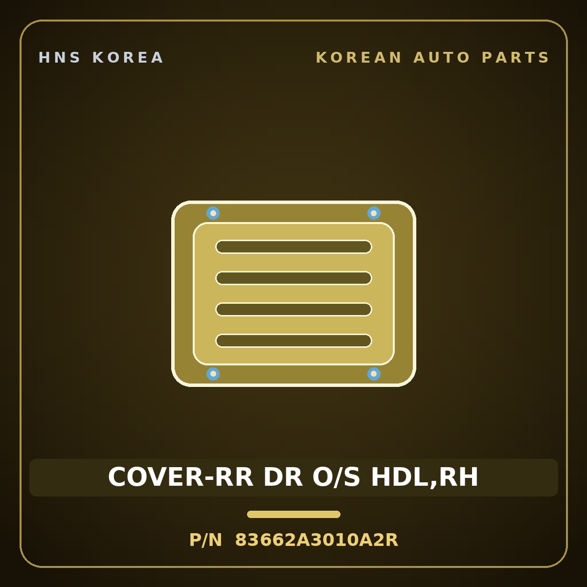 Genuine Mobis COVER-RR DR O/S HDL,RH 83662A3010A2R for Ray 2011 HNS Parts Korea