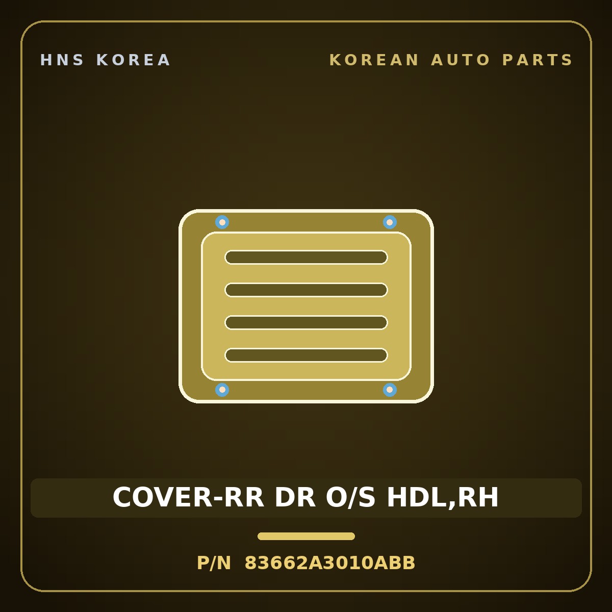 Genuine Mobis COVER-RR DR O/S HDL,RH 83662A3010ABB for Ray 2011 HNS Parts Korea
