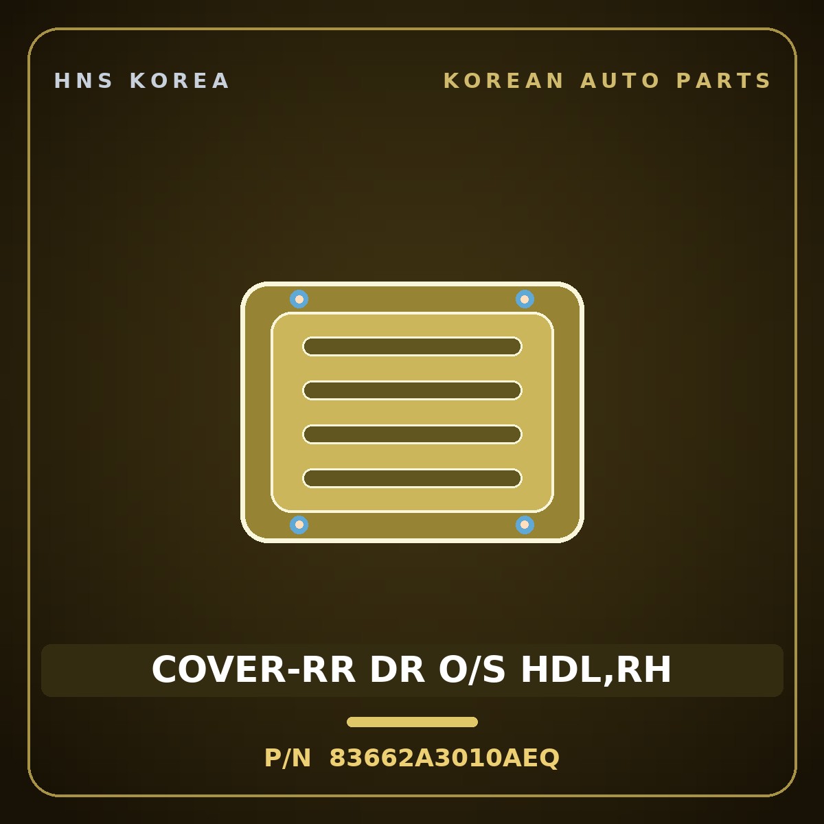 Genuine Mobis COVER-RR DR O/S HDL,RH 83662A3010AEQ for Ray 2011 HNS Parts Korea