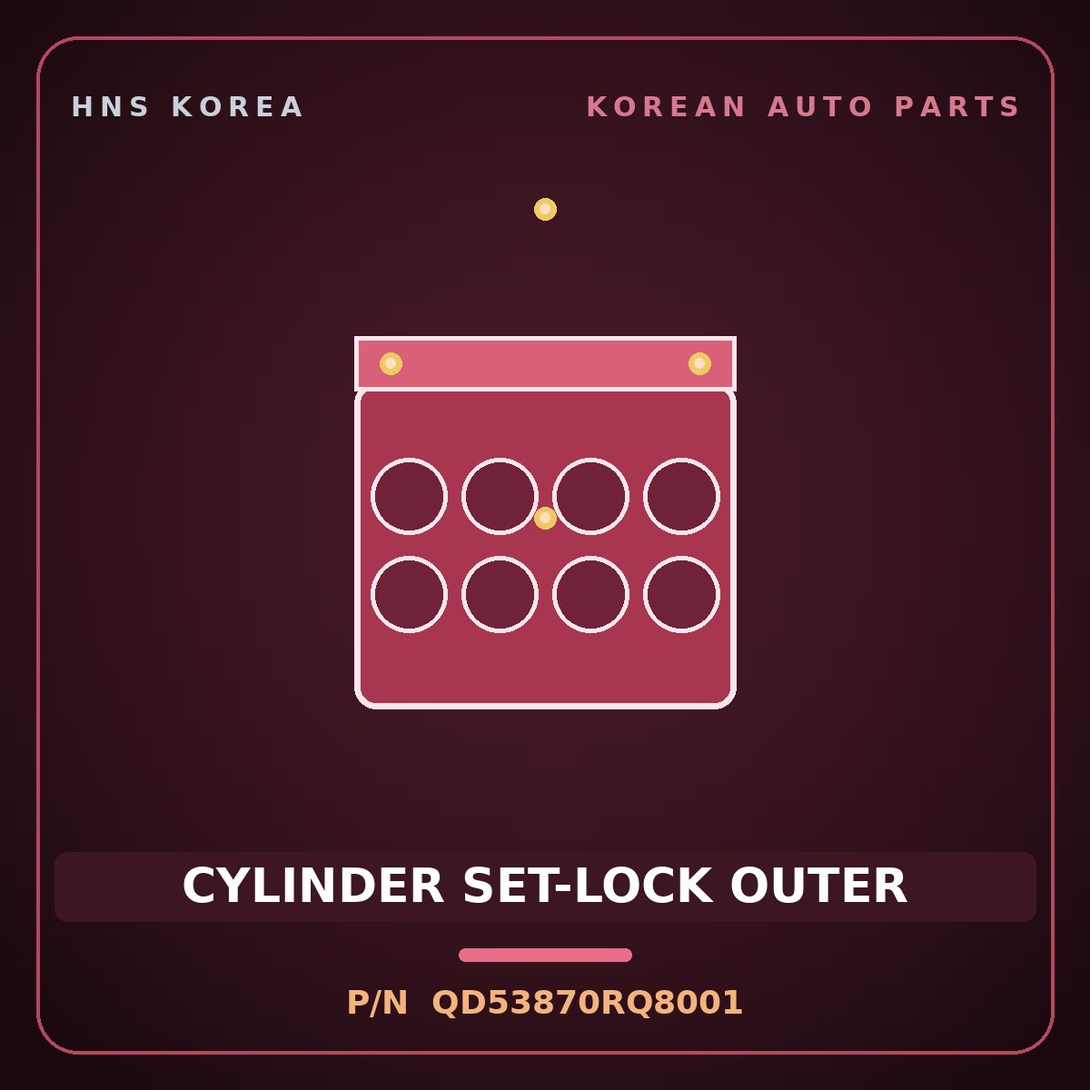 Genuine Mobis CYLINDER SET-LOCK OUTER QD53870RQ8001 for Trago 2013 HNS Parts Korea