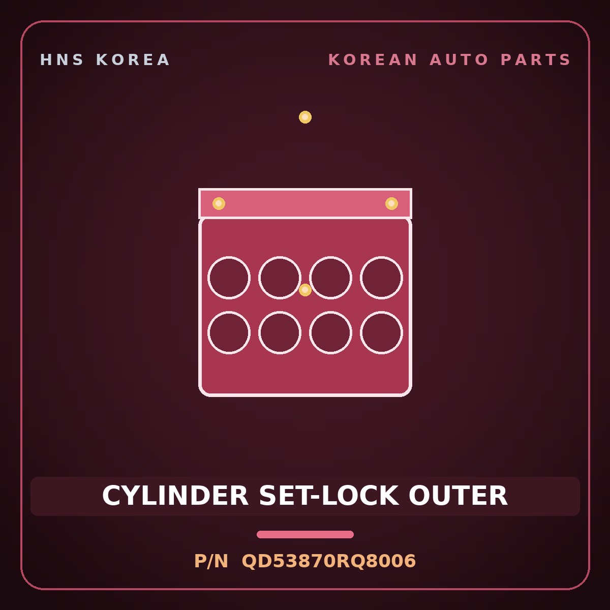 Genuine Mobis CYLINDER SET-LOCK OUTER QD53870RQ8006 for Trago 2013 HNS Parts Korea