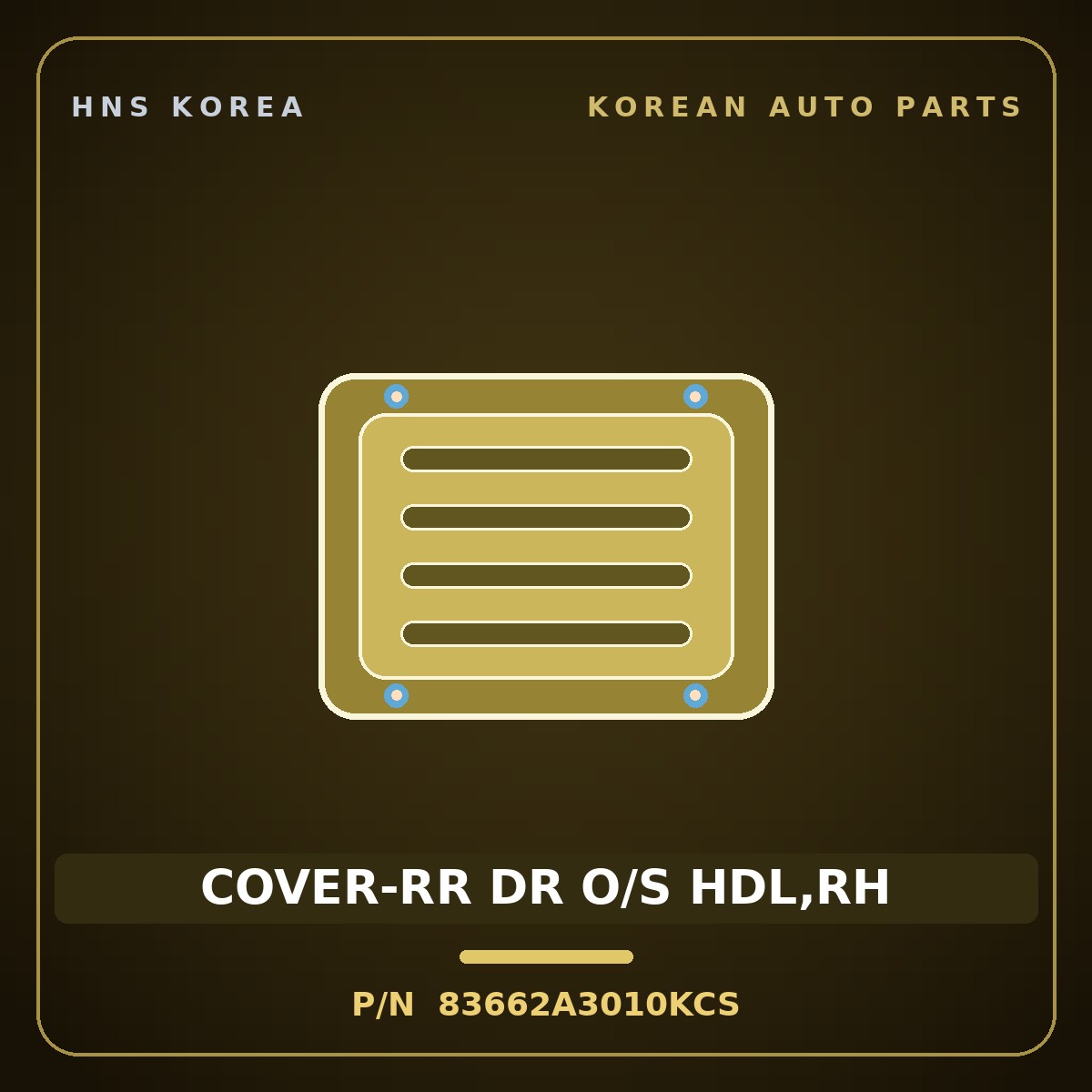 Genuine Mobis COVER-RR DR O/S HDL,RH 83662A3010KCS for Ray 2011 HNS Parts Korea