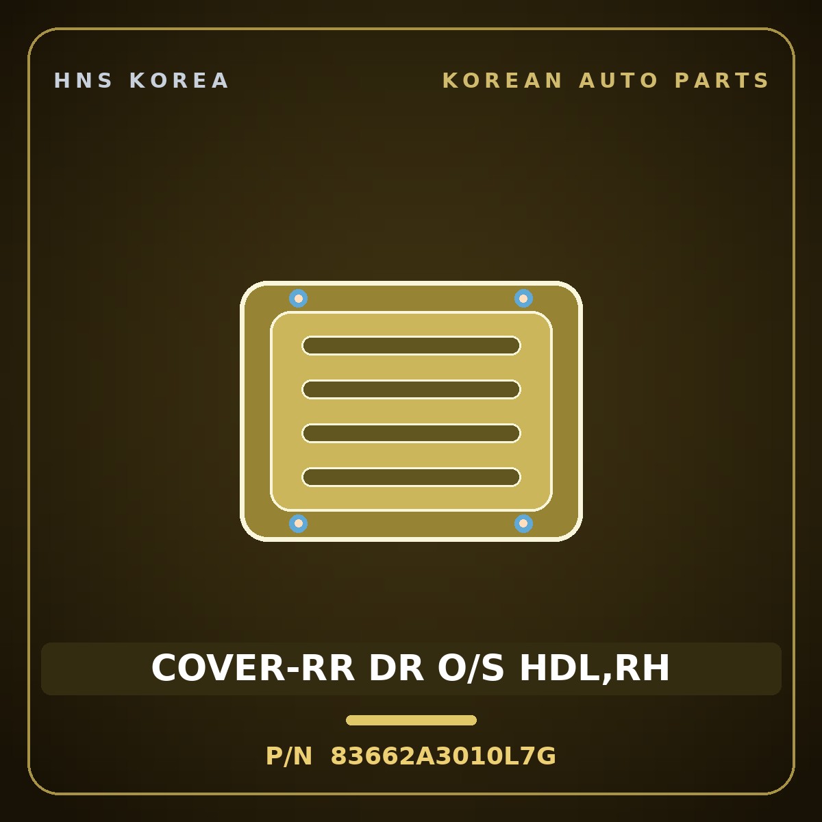 Genuine Mobis COVER-RR DR O/S HDL,RH 83662A3010L7G for Ray 2011 HNS Parts Korea