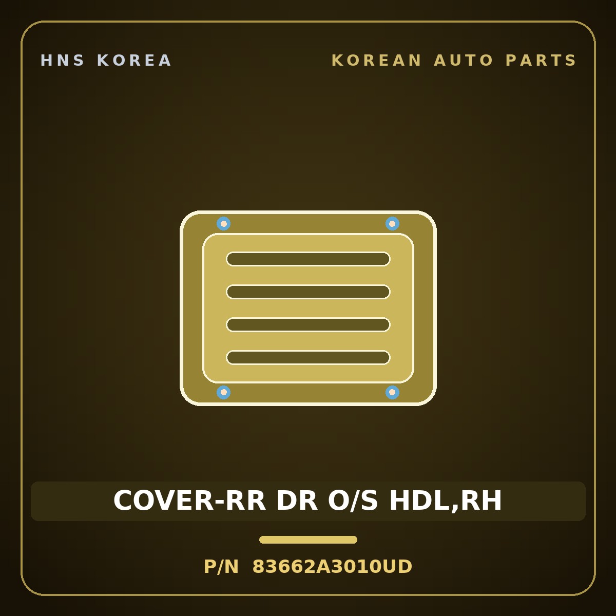 Genuine Mobis COVER-RR DR O/S HDL,RH 83662A3010UD for Ray 2011 HNS Parts Korea