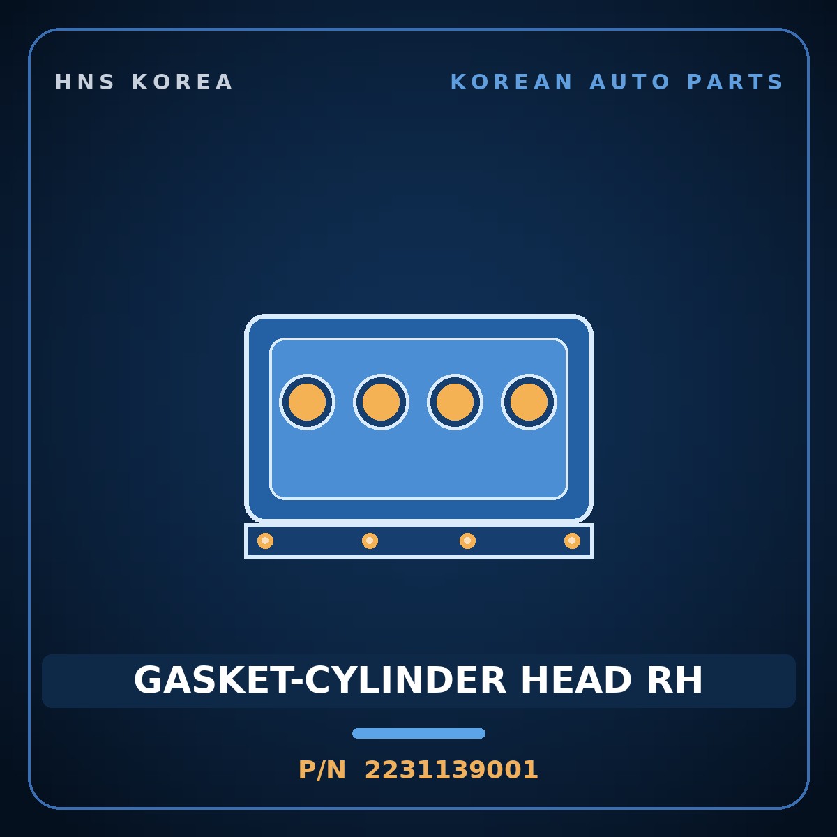 Genuine Mobis GASKET-CYLINDER HEAD RH 2231139001 for Equus 1999 HNS Parts Korea