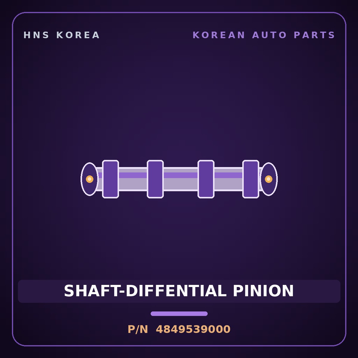 Genuine Mobis SHAFT-DIFFENTIAL PINION 4849539000 for Optima 2000 HNS Parts Korea