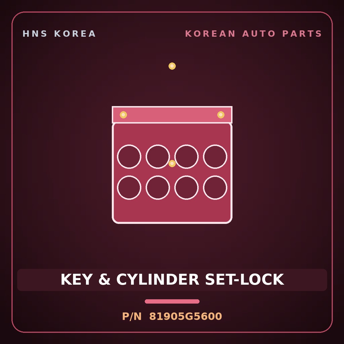 Genuine Mobis KEY & CYLINDER SET-LOCK 81905G5600 for Niro 2019 HNS Parts Korea