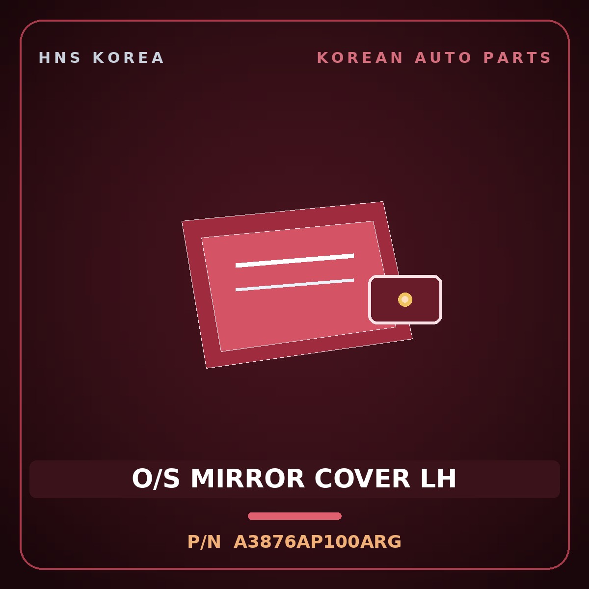 Genuine Mobis O/S MIRROR COVER LH A3876AP100ARG for Ray 2018 HNS Parts Korea