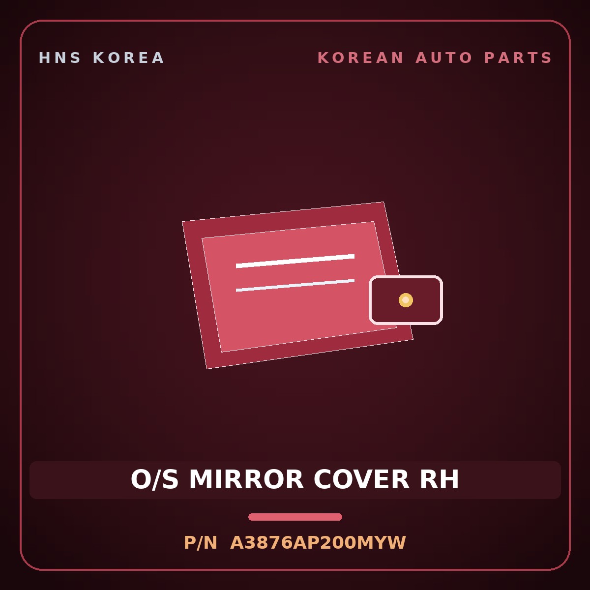 Genuine Mobis O/S MIRROR COVER RH A3876AP200MYW for Ray 2018 HNS Parts Korea