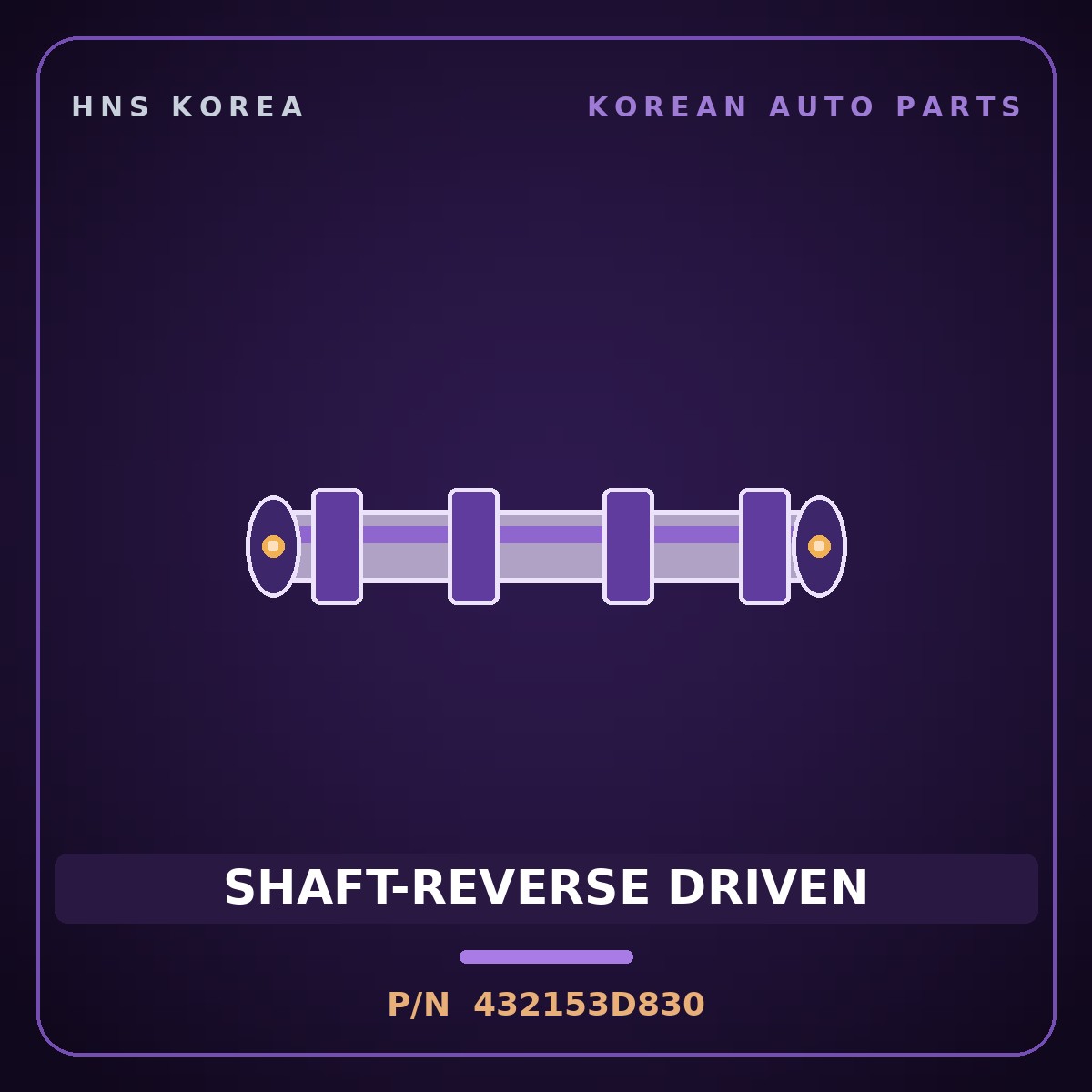 Genuine Mobis SHAFT-REVERSE DRIVEN 432153D830 for K5 2010 HNS Parts Korea