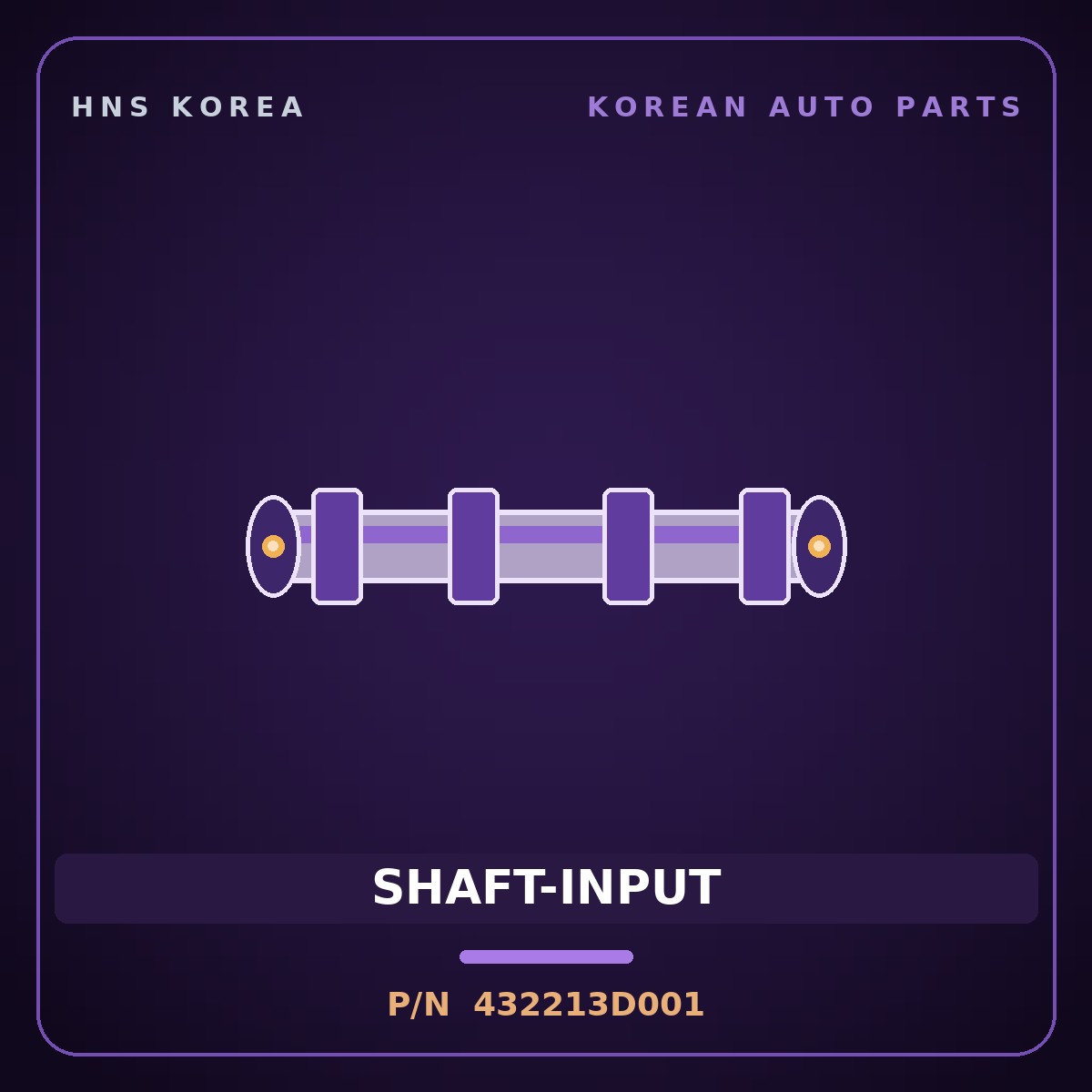 Genuine Mobis SHAFT-INPUT 432213D001 for K5 2010 HNS Parts Korea