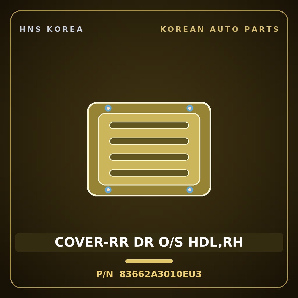 Genuine Mobis COVER-RR DR O/S HDL,RH 83662A3010EU3 for Ray 2023 HNS Parts Korea