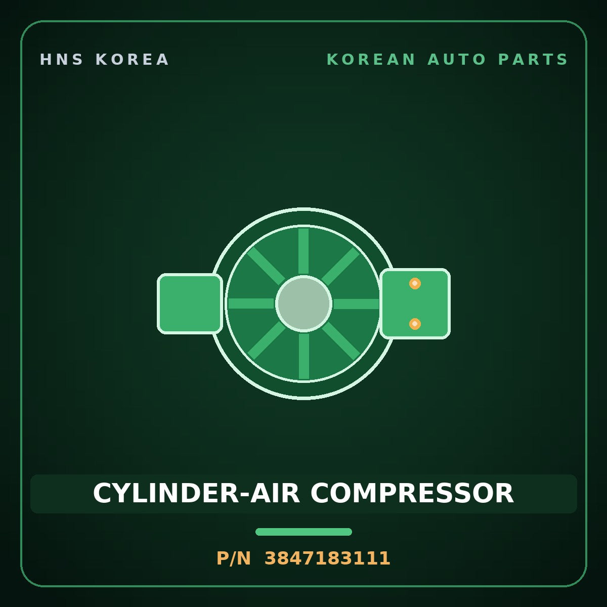 Genuine Mobis CYLINDER-AIR COMPRESSOR 3847183111 for 11-Ton Truck 1995 HNS Parts Korea