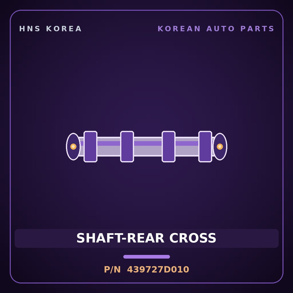 Genuine Mobis SHAFT-REAR CROSS 439727D010 for 11-Ton Truck 1998 HNS Parts Korea