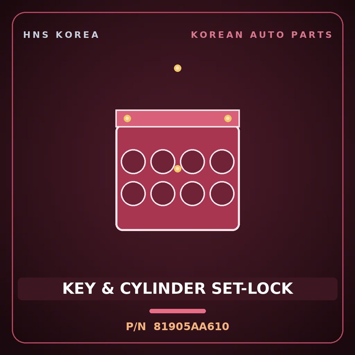Genuine Mobis KEY & CYLINDER SET-LOCK 81905AA610 for Avante 2023 HNS Parts Korea