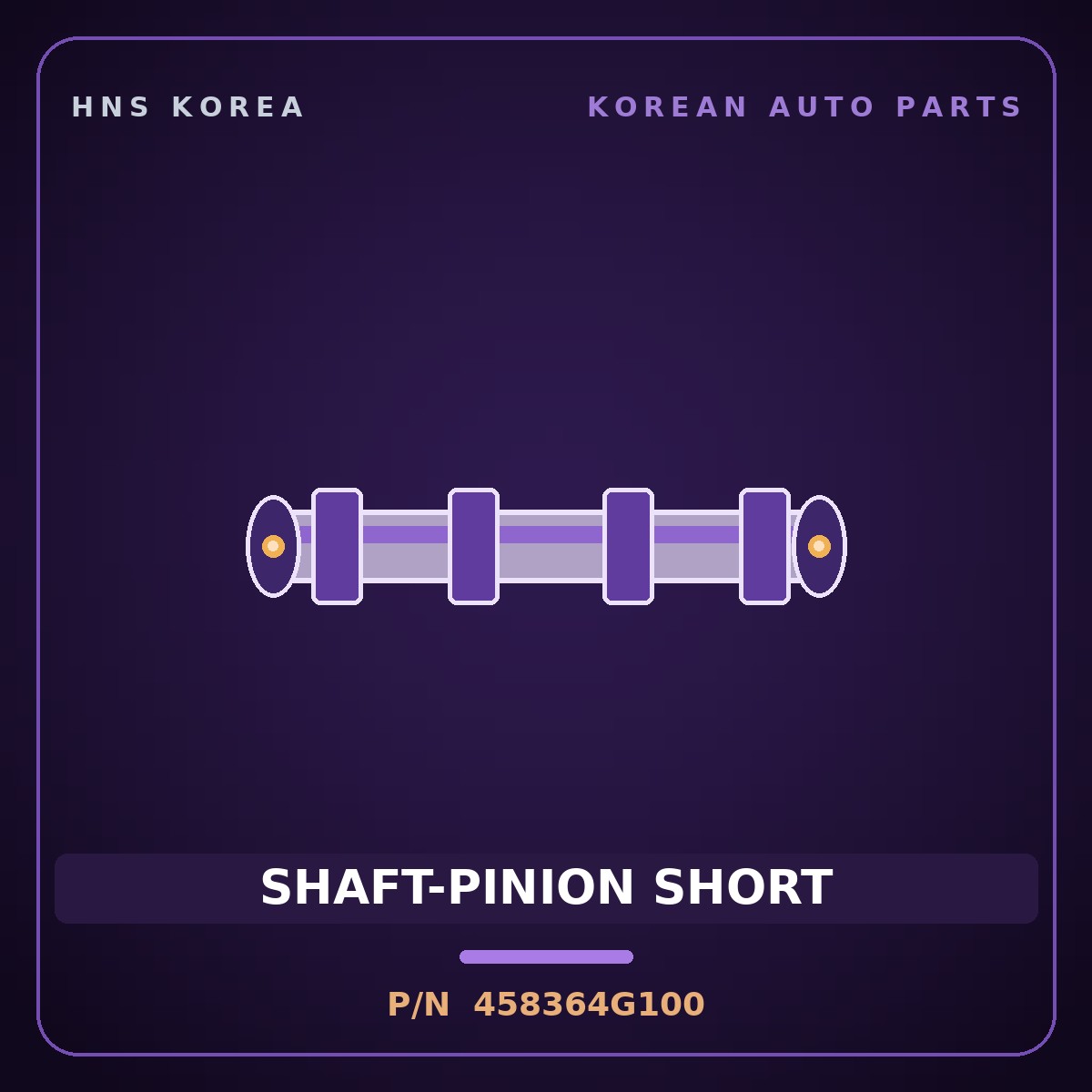 Genuine Mobis SHAFT-PINION SHORT 458364G100 for Carnival 2019 HNS Parts Korea