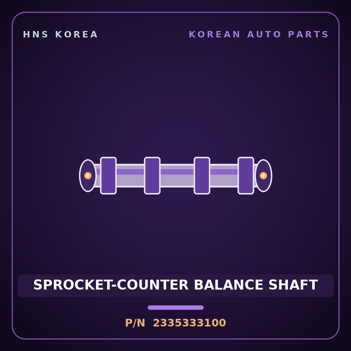 Genuine Mobis SPROCKET-COUNTER BALANCE SHAFT 2335333100 for Casta 1992 HNS Parts Korea