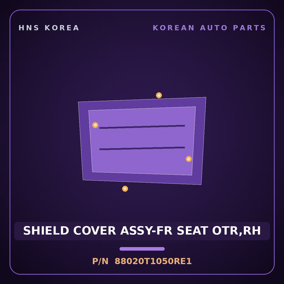 Genuine Mobis SHIELD COVER ASSY-FR SEAT OTR,RH 88020T1050RE1 for G80 2020 HNS Parts Korea