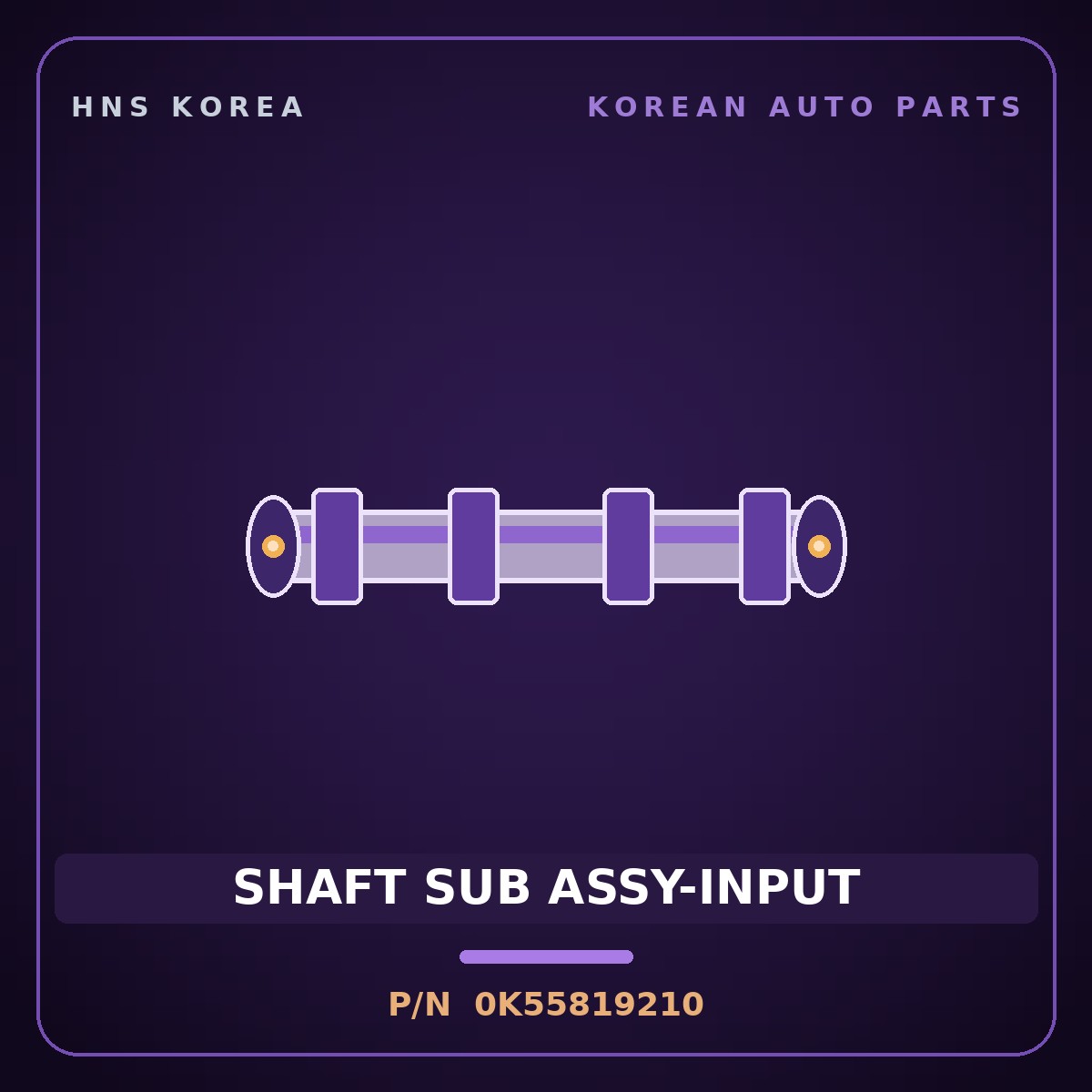Genuine Mobis SHAFT SUB ASSY-INPUT 0K55819210 for Carnival 1998 HNS Parts Korea