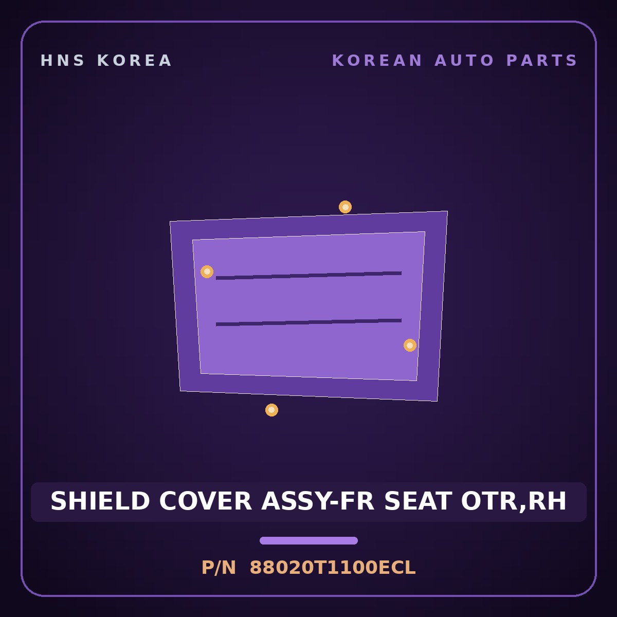 Genuine Mobis SHIELD COVER ASSY-FR SEAT OTR,RH 88020T1100ECL for G80 2023 HNS Parts Korea