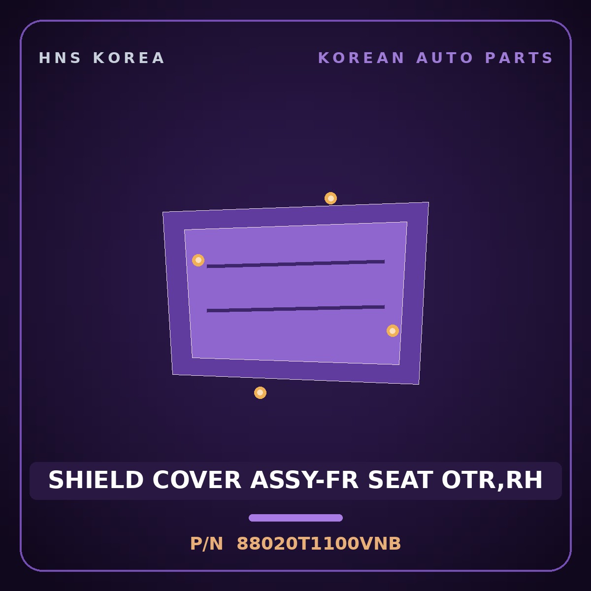 Genuine Mobis SHIELD COVER ASSY-FR SEAT OTR,RH 88020T1100VNB for G80 2023 HNS Parts Korea