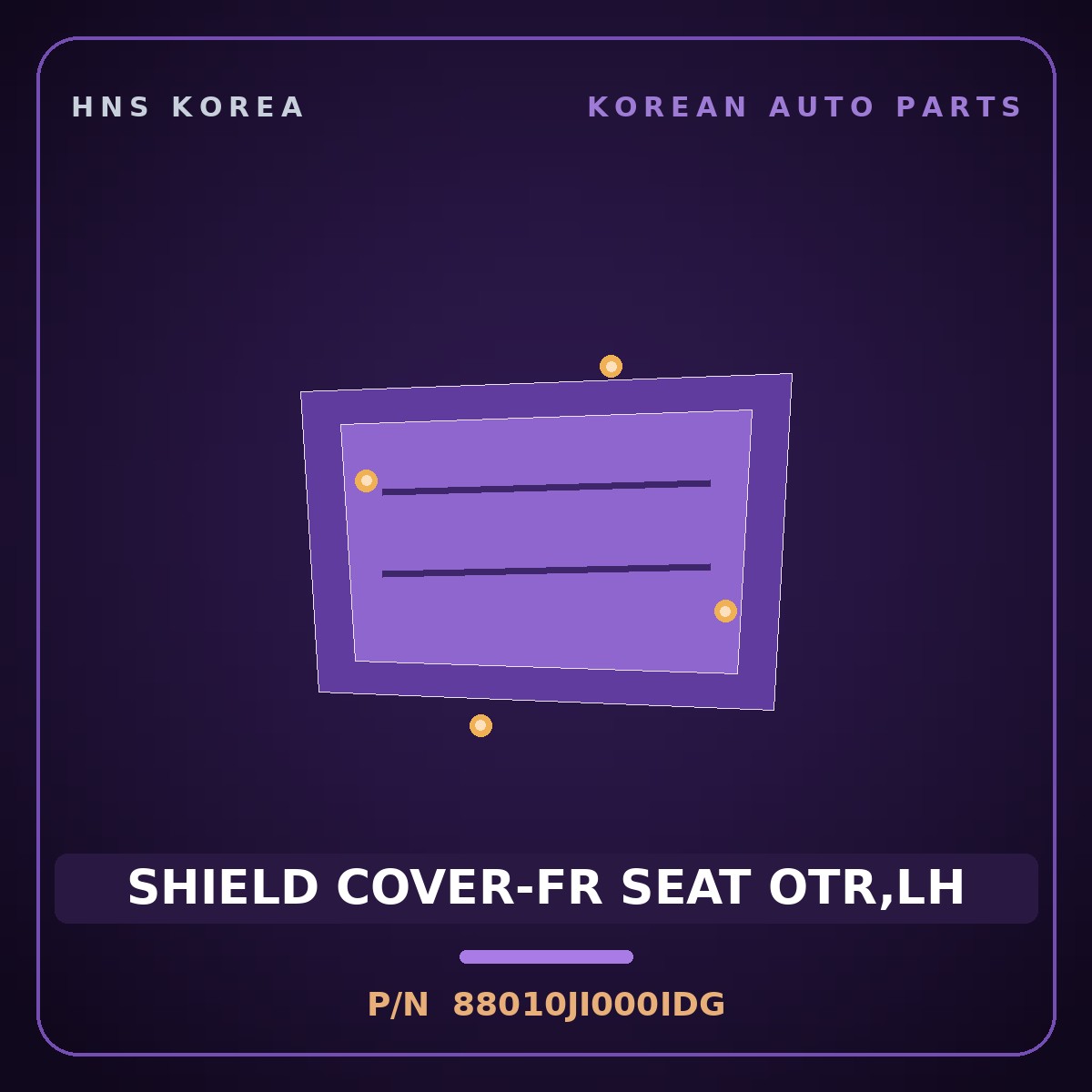Genuine Mobis SHIELD COVER-FR SEAT OTR,LH 88010JI000IDG for G80 2021 HNS Parts Korea