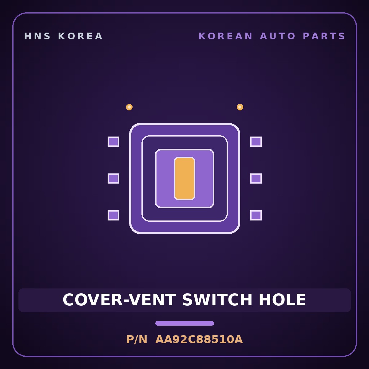 Genuine Mobis COVER-VENT SWITCH HOLE AA92C88510A for AM928/AM937 1998 HNS Parts Korea