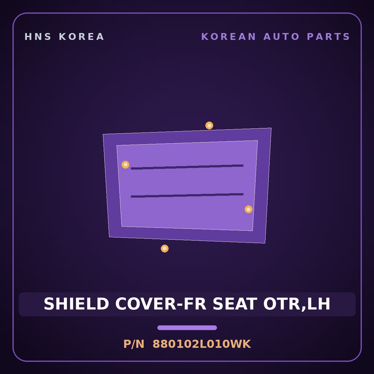 Genuine Mobis SHIELD COVER-FR SEAT OTR,LH 880102L010WK for i30 2007 HNS Parts Korea