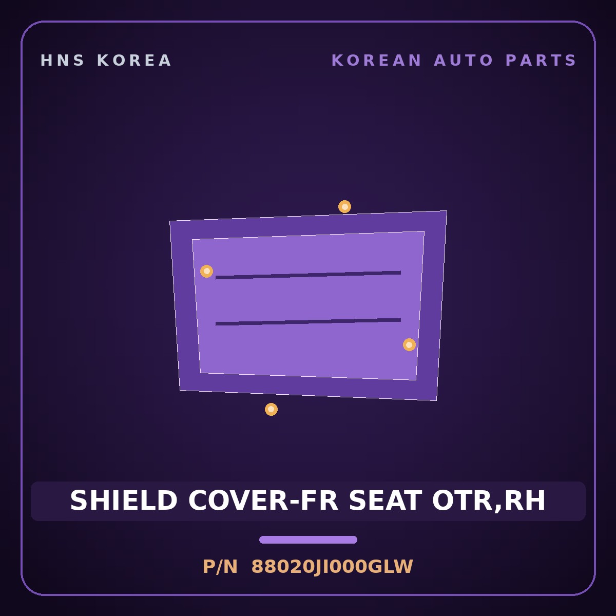 Genuine Mobis SHIELD COVER-FR SEAT OTR,RH 88020JI000GLW for G80 2021 HNS Parts Korea