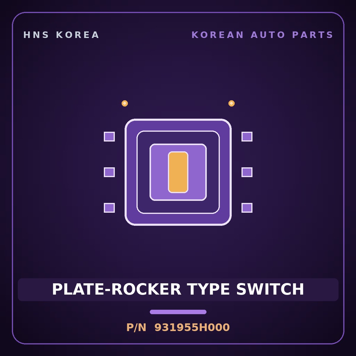 Genuine Mobis PLATE-ROCKER TYPE SWITCH 931955H000 for County 1998 HNS Parts Korea