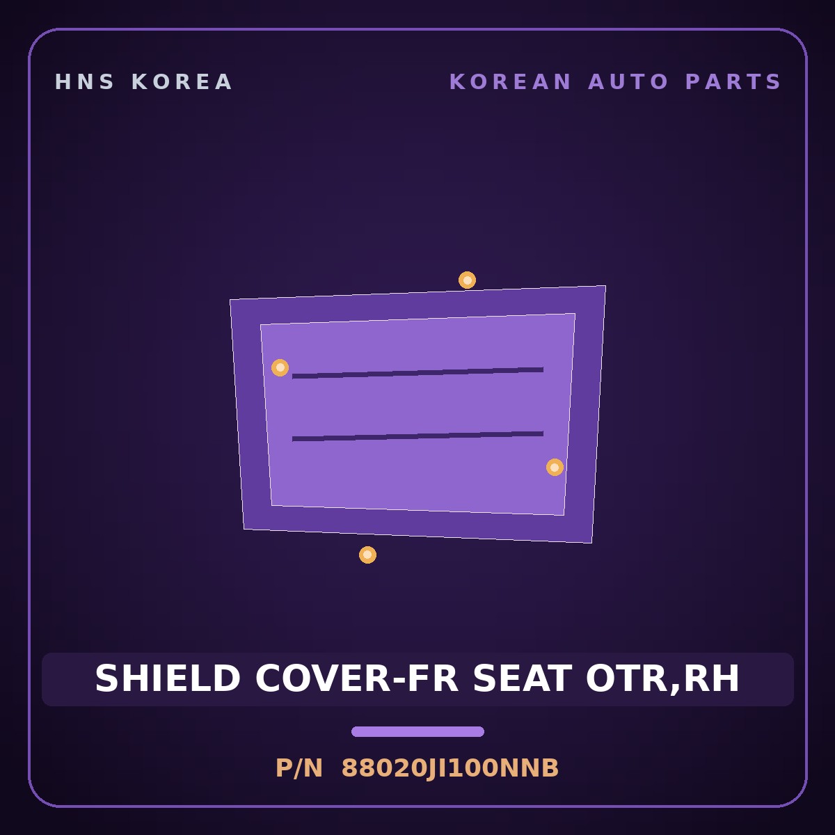 Genuine Mobis SHIELD COVER-FR SEAT OTR,RH 88020JI100NNB for G80 2025 HNS Parts Korea