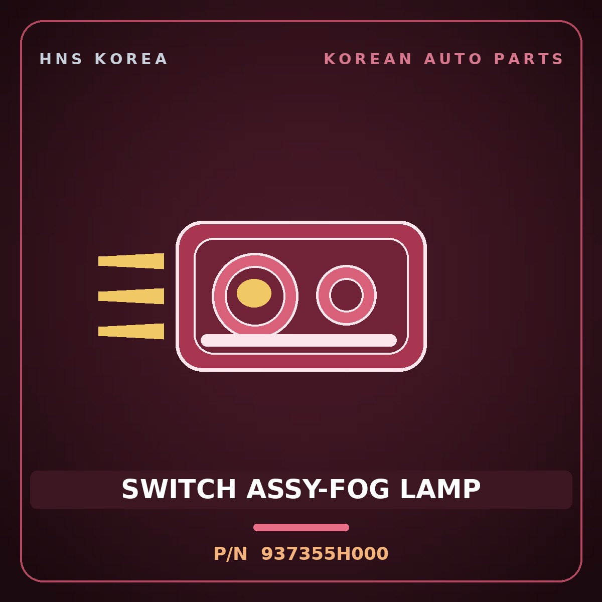 Genuine Mobis SWITCH ASSY-FOG LAMP 937355H000 for County 1998 HNS Parts Korea