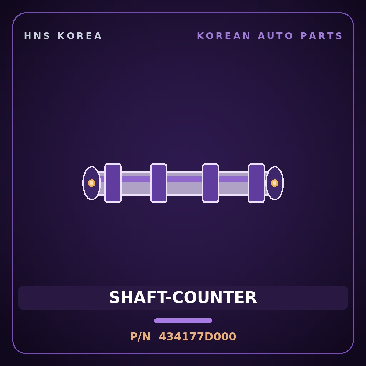 Genuine Mobis SHAFT-COUNTER 434177D000 for 11-Ton Truck 1998 HNS Parts Korea